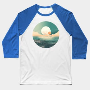 Mystical Deep See Moon Tides and Clouds Baseball T-Shirt